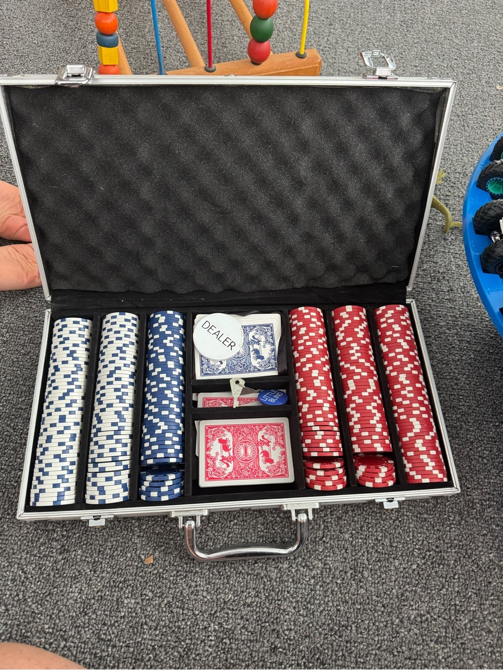 Classic Poker Chip Set with Red, Blue, and White Chips